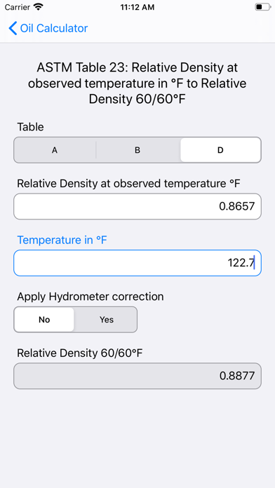 Saybolt Oil Calculator screenshot 3