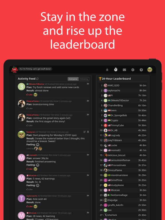 Timmy - Social Pomodoro Timer iPad screenshot 3 - Productivity app