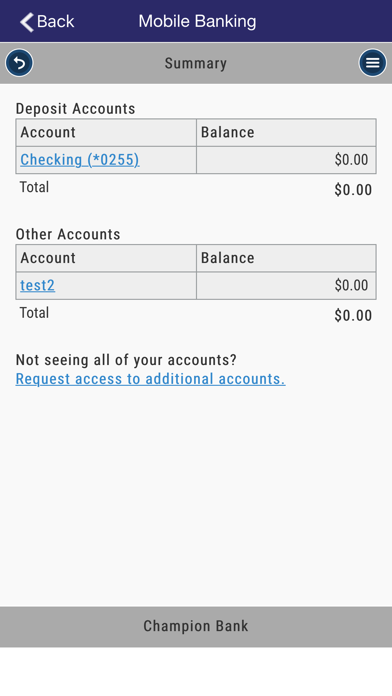 Champion Bank Mobile Banking Screenshot