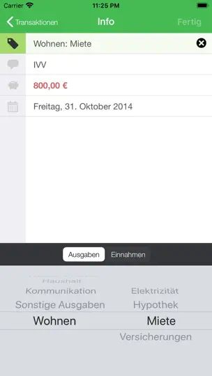Screenshot von Meine Ausgaben auf dem iPhone 4