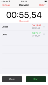 Stopwatch for coaches screenshot