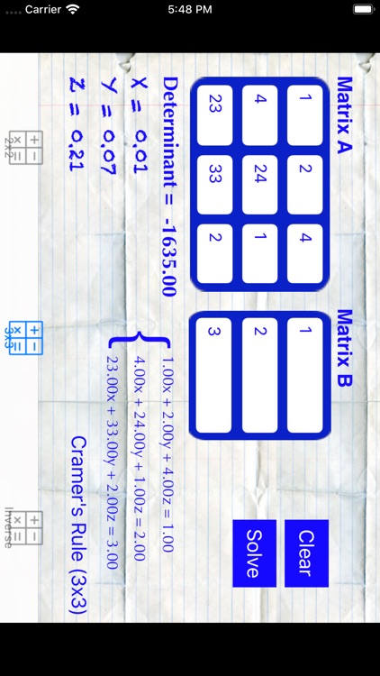 Simple Matrices solver