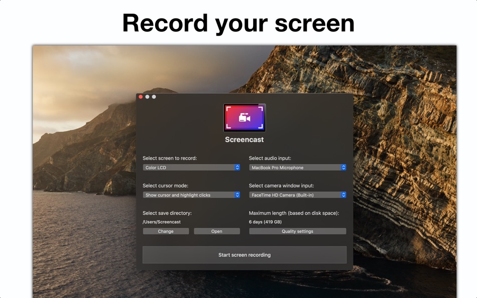 Screencast – Screen Recorder - 1.9.3 - (macOS)