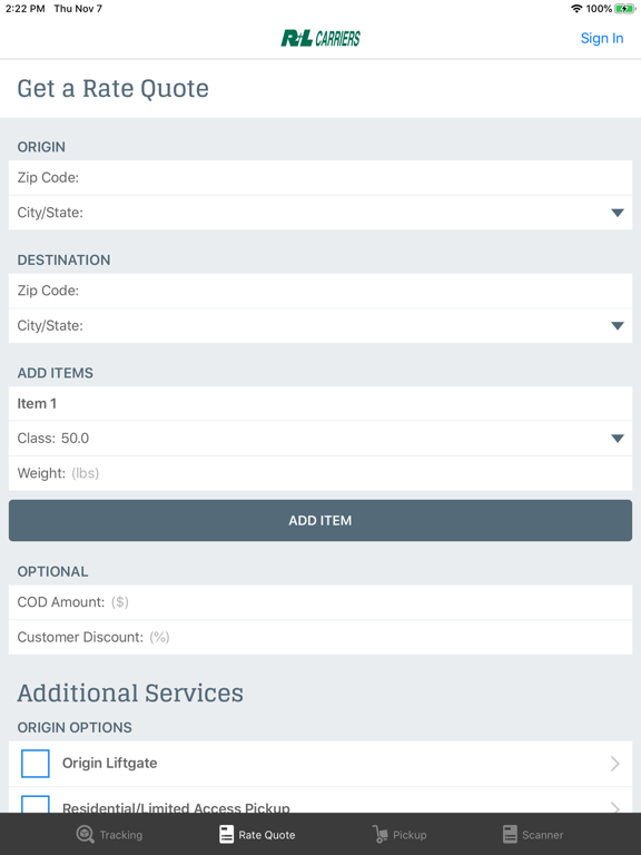 R+L Carriers iPad screenshot 2 - Business app