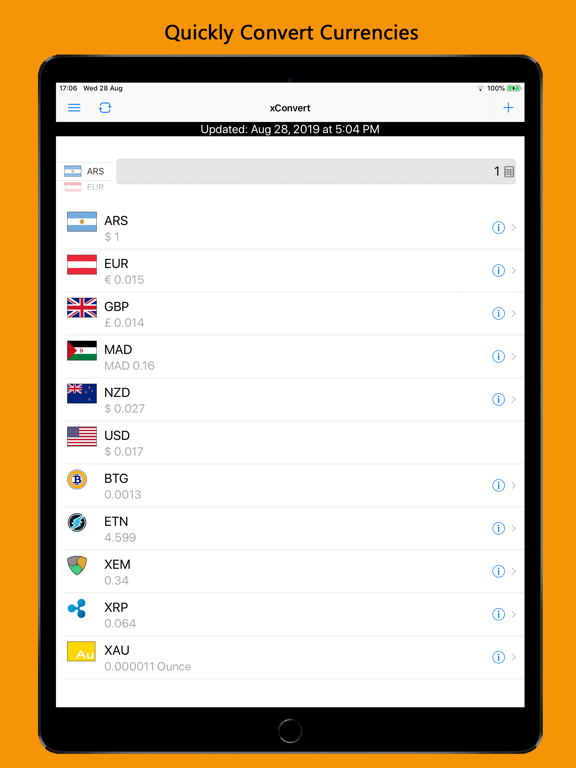 Currency Converter Plus iPad screenshot 1 - Travel app
