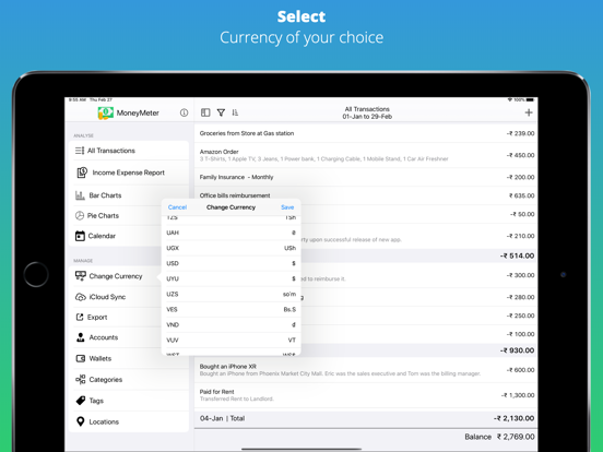 MoneyMeter iPad screenshot 8 - Finance app