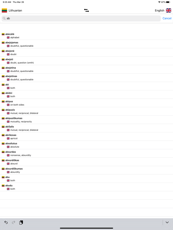 Screenshot #4 pour Lithuanian-English Dictionary