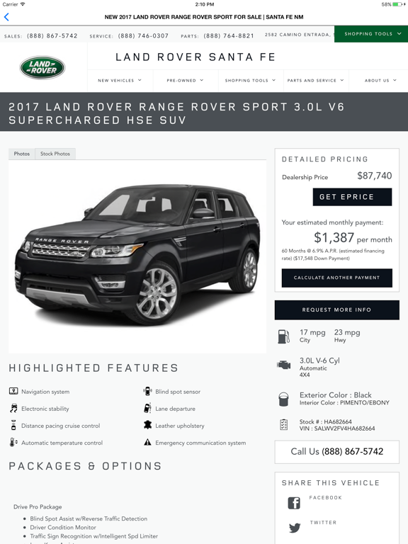Land Rover Santa Fe iPad screenshot 4 - Shopping app