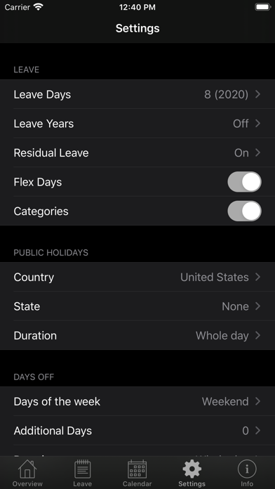 Annual Leave Screenshot