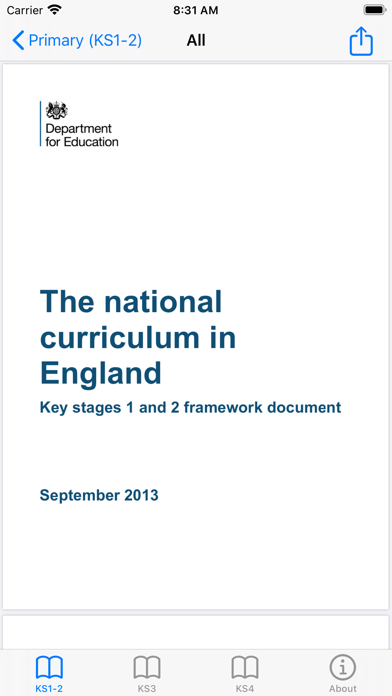 National Curriculum in England Screenshot