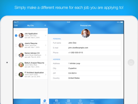 Resume Builder - CV Maker゜ iPad app afbeelding 2