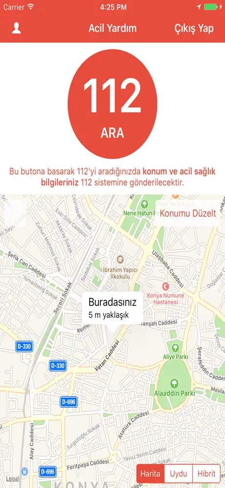 112 Acil Yardım Butonu