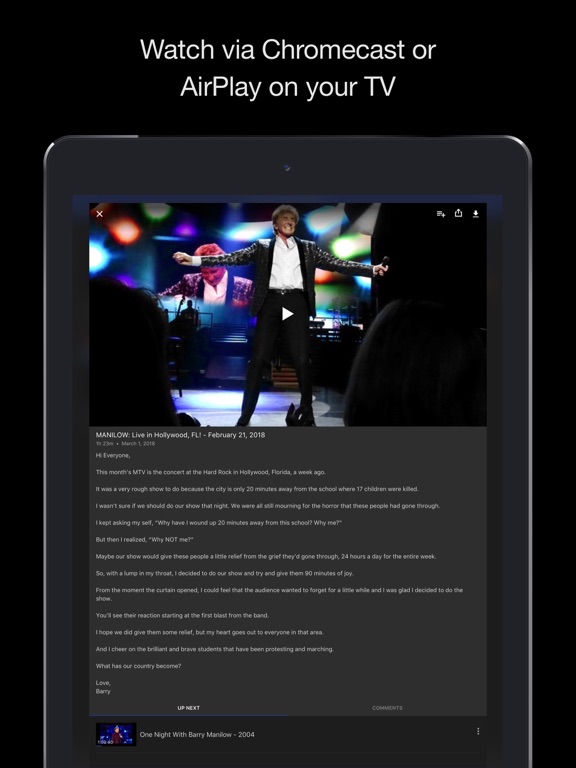 ManilowTV iPad screenshot 5 - Entertainment app