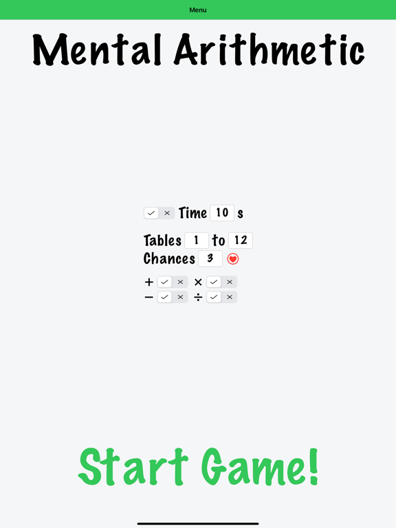 Mental Calculation iPad screenshot