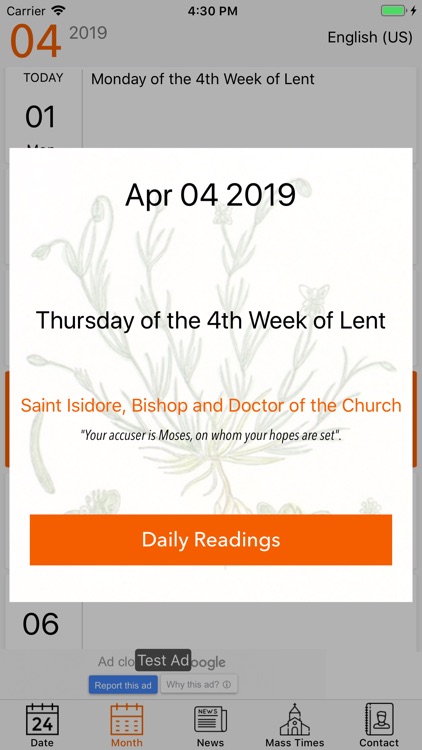 Roman Catholic Calendar