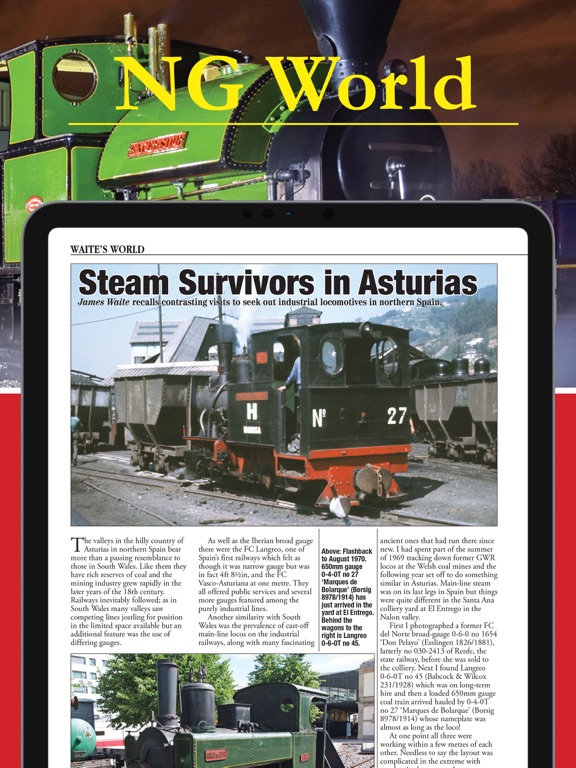 Narrow Gauge World Magazine iPad screenshot