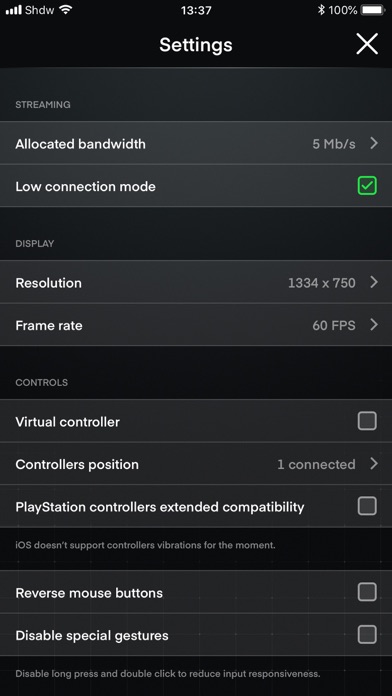 Screenshot from Shadow App
