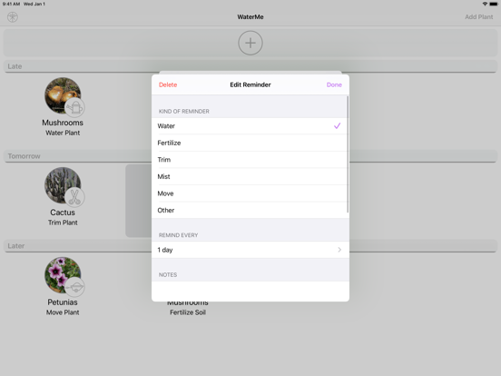 WaterMe - Gardening Reminders iPad screenshot 5 - Lifestyle app