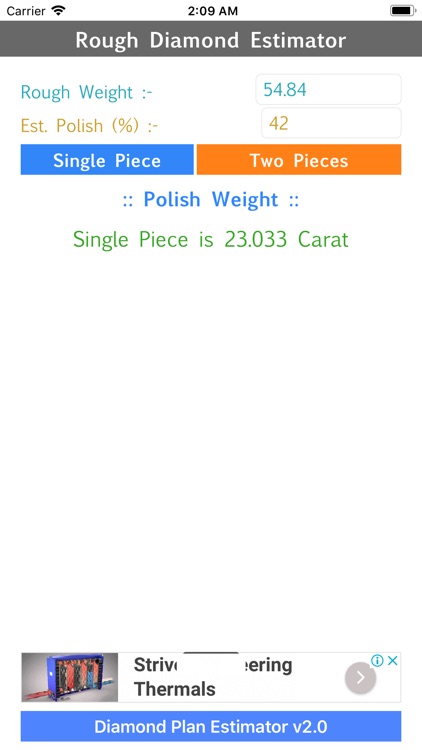 Rough Diamond Plan Estimator