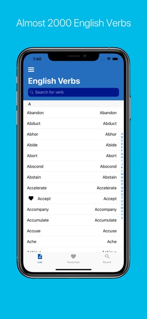 List of Verbs on the App Store