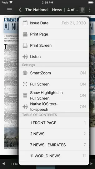Screenshot von The National E-Reader auf dem iPhone 5