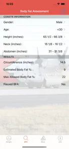 Coast Guard Fitness Calculator screenshot #2 for iPhone