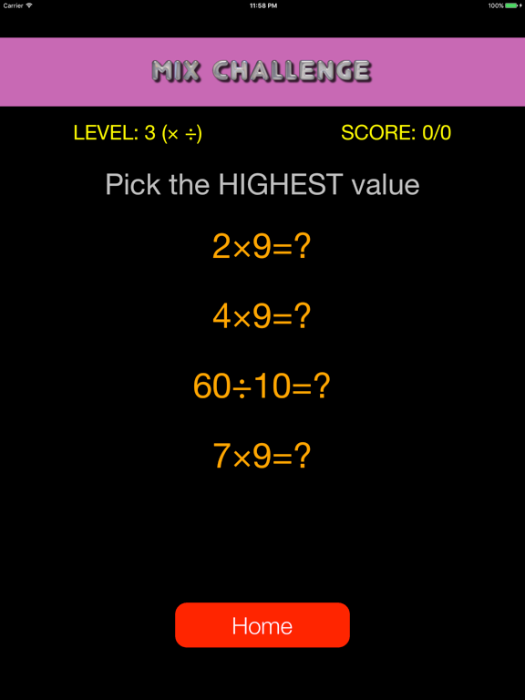Quick Strike Math Game iPad screenshot