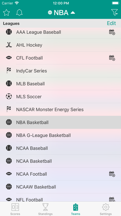 Sports Scores and Schedules Screenshot