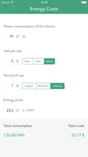 energy costs calculator iphone screenshot 1