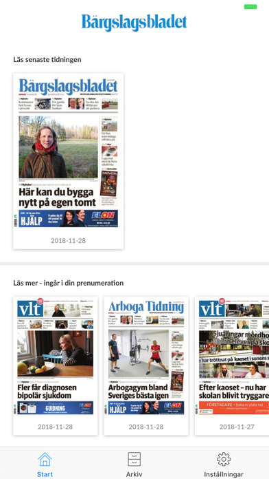 Bärgslagsbladet e-tidning Screenshot
