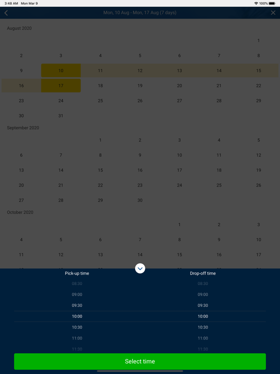 Car Rental Carngo car hire App iPad screenshot 7 - Travel app