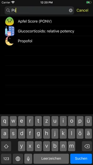 Capture d'écran de AnesthoCalc sur iPhone 8