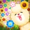 The 3-match puzzle game play in the flower garden, with cute alpaca 