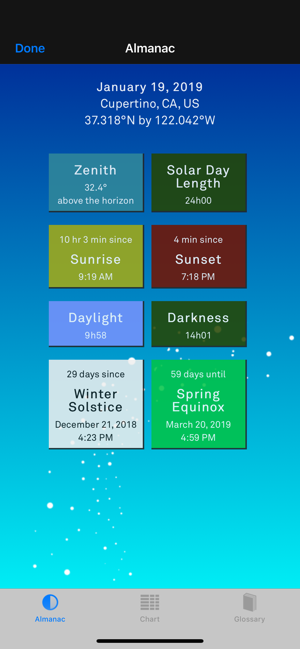 Sol: ภาพหน้าจอของ Sun Clock