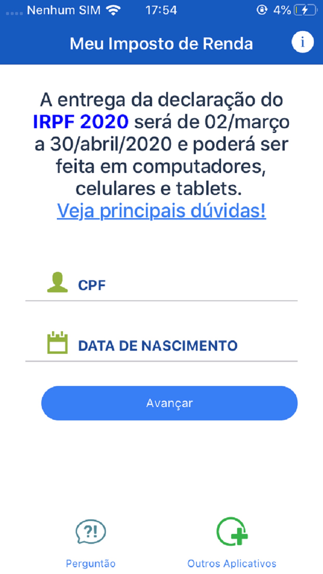 Screenshot do app Meu Imposto de Renda