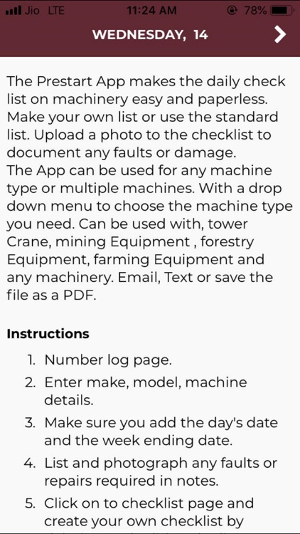 Prestart Checklist App