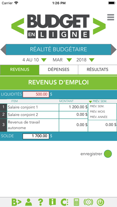 Budget en ligne Screenshot