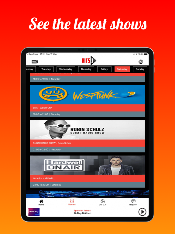Hits 1 Radio iPad screenshot 3 - Music app