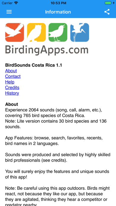 BirdSounds Costa Rica Screenshot