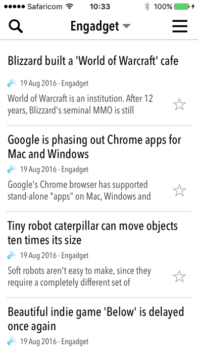 NewsBar RSS reader Screenshot