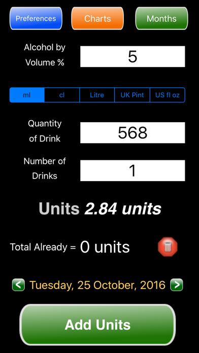 Screenshot #1 pour Alcohol Units Calculator