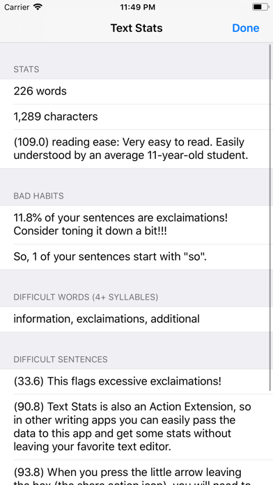 Text Stats screenshot 3