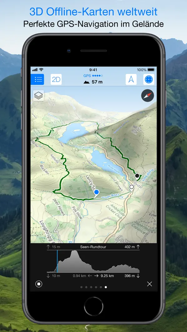 Maps 3D PRO  Wandern & Fahrrad iPhone App Screenshot 3 – Navigation