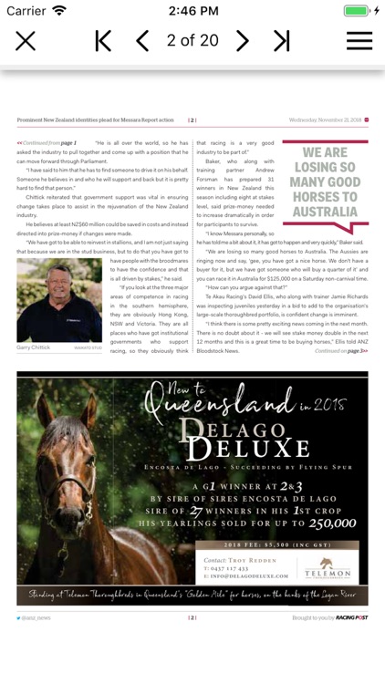 ANZ Bloodstock News Reader