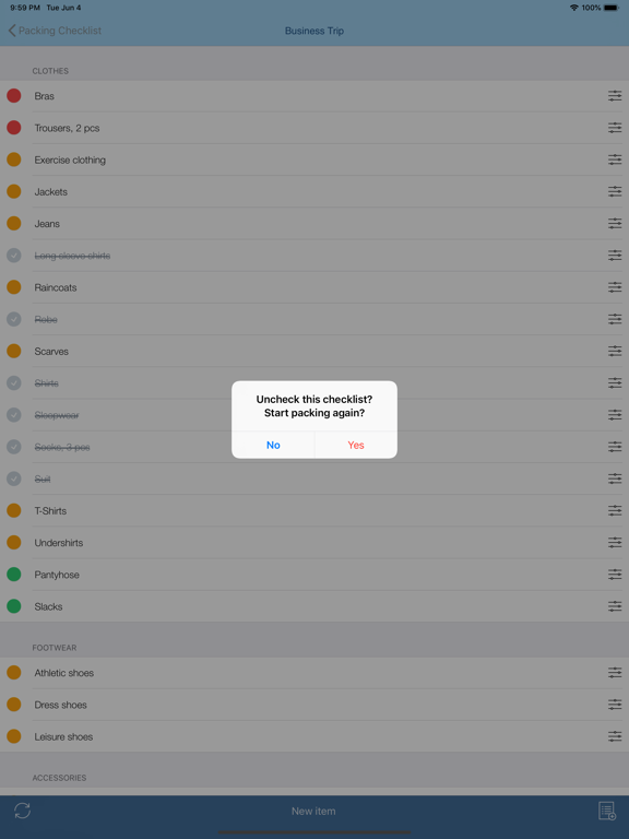 Travel Packing Checklists iPad screenshot 6 - Travel app