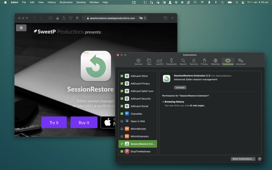 #5. SessionRestore for Safari (macOS) 由: SweetP Productions, Inc.