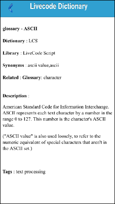 LiveCode Dictionary Screenshot
