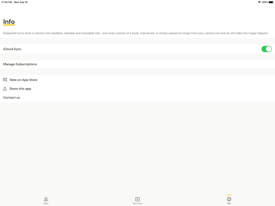 Snapshelf Text Reader App iPad screenshot 4 - Productivity app
