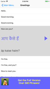 Speak Hindi Travel Phrase Lite screenshot