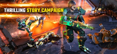 Shadowgun Legends: Online FPS - Dive into the thrilling story campaign, featuring cinematic action sequences and exploring rich narrative environments as humanity battles alien invaders.